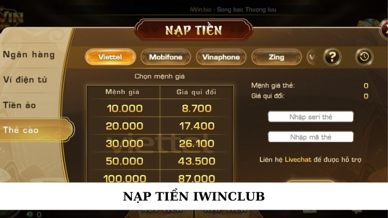 nạp tiền iWinclub