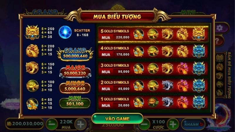 Nhiều biểu tượng may mắn hấp dẫn